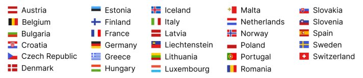 Array of flags representing countries who will reuire you to have an ETIAS authorization to enter the European Union