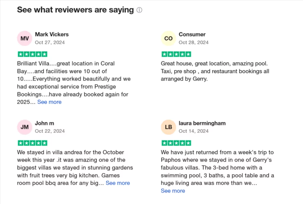 Prestige Bookings What the Customers are Saying