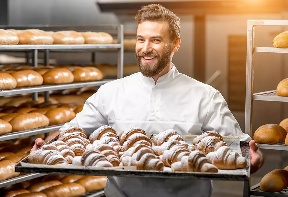 Freshly baked pastries and bread at Philippos Supermarket bakery.